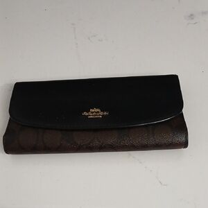 Coach Black and Brown Signature Wallet